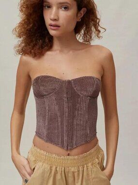 Urban Outfitters Out From Under Replay Velvet Waffle Corset - Brown